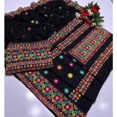 Balochi Style Heavy Kashmiri Multi Embroidery Work Fancy 3pc Dress	