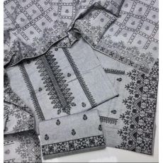 Cotton Khaddar Cross-stitched Suit