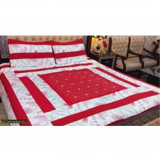 Patch Work Bed Sheet (Red)
