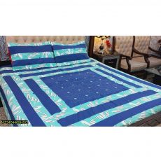 Patch Work Bed Sheet (Blue)