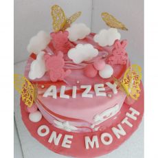 One Month Baby Girl Theme Cake