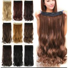 wavy Curly Clip-in Hairpiece Synthetic Natural Full Head Hair Extension